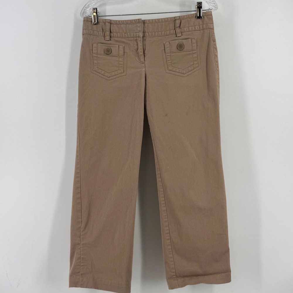 Ann Taylor LOFT Marisa Khaki Chino Pants Tan Straight Leg Cropped Size 6